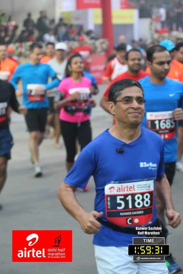 Kunwer running the Airtel Delhi Half Marathon