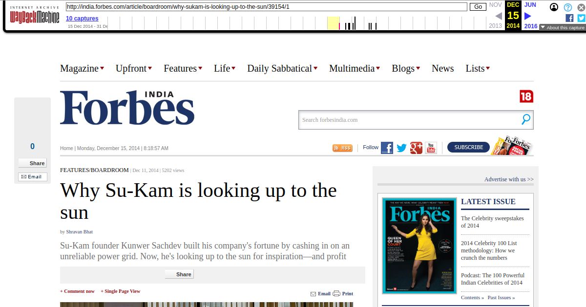 Forbes India · Why Su-Kam is Looking Up to the Sun